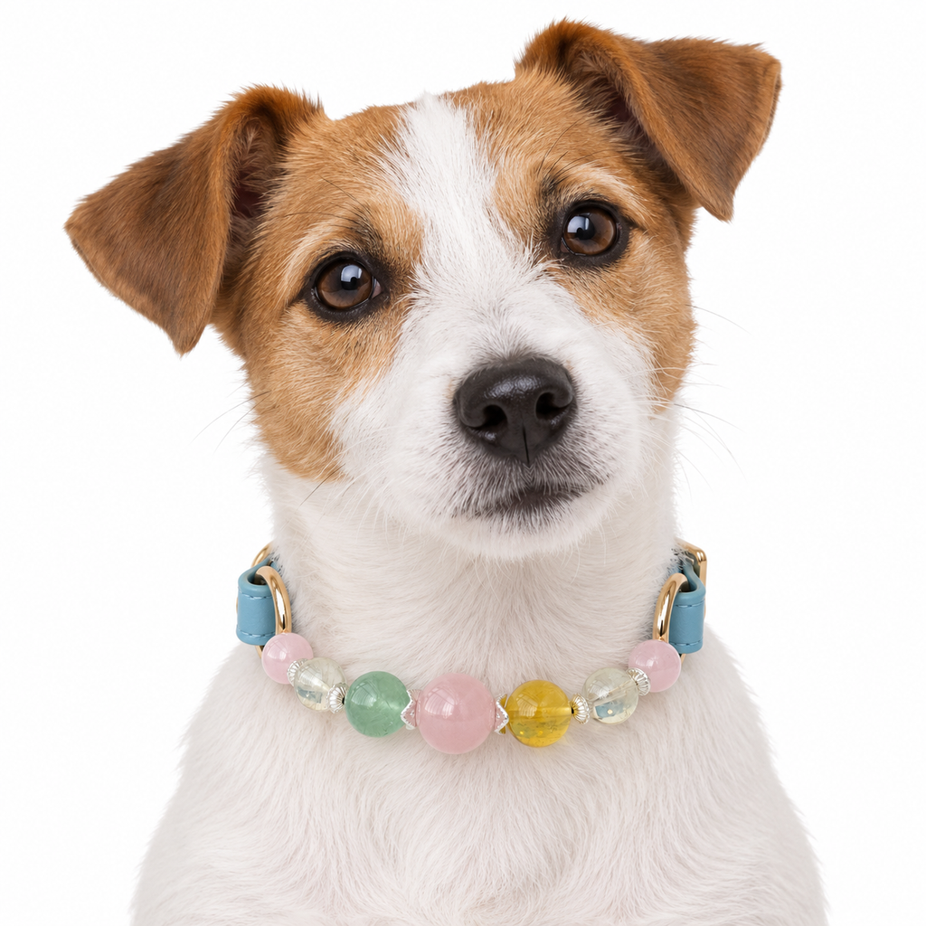 Spring Arc Beaded Pet Collar - AI pet wearing styling illustration