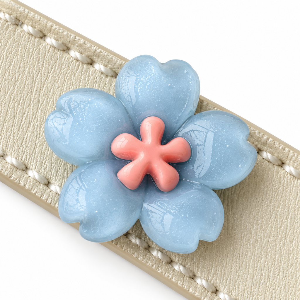 Strawberry Pastel Bloom Beaded Pet Collar - central decorative accent detail