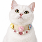 Strawberry Pearl Blossom Beaded Pet Collar - AI pet wearing styling illustration