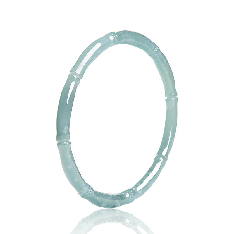 Teal Bamboo Detail Bangle — angled view