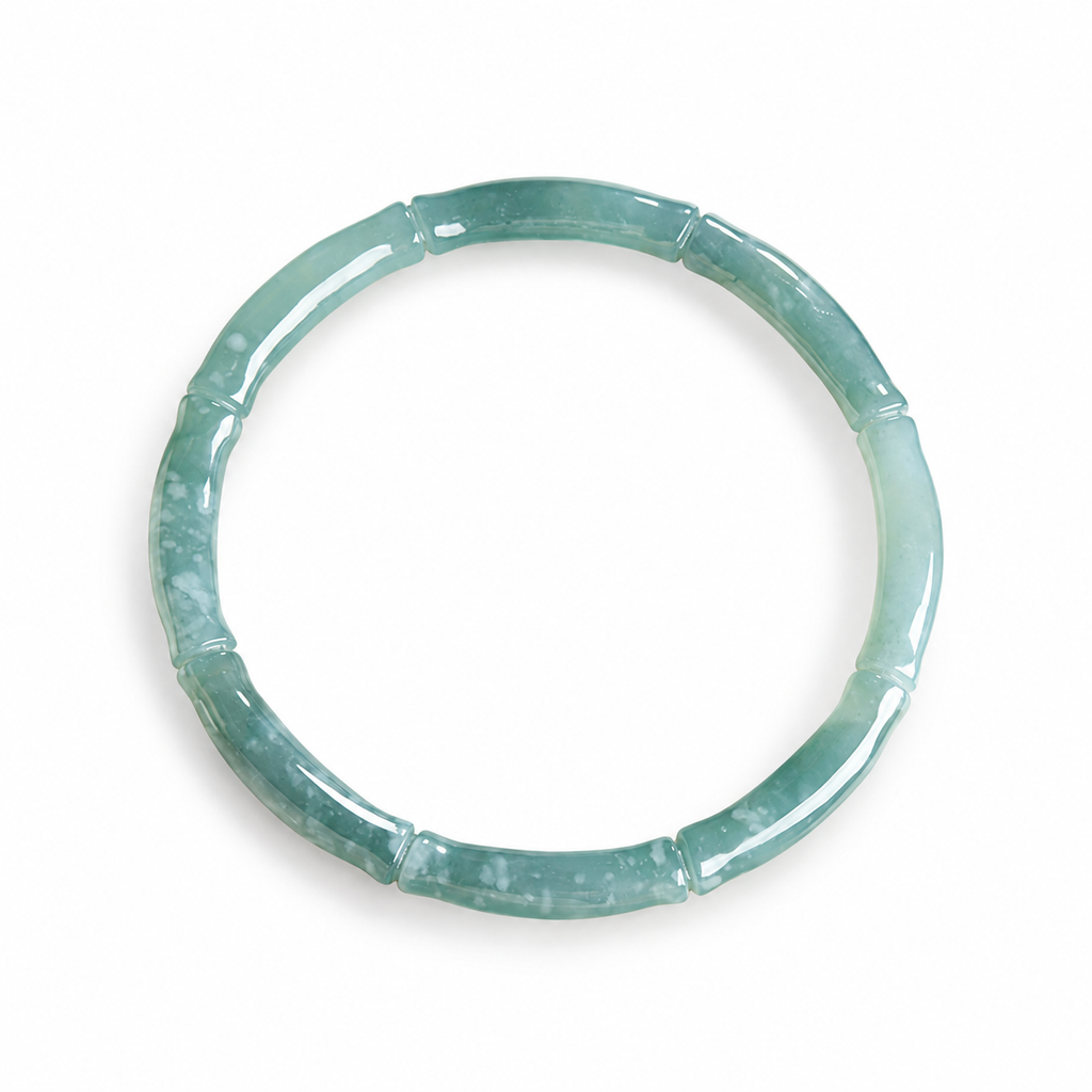 Teal Bamboo Detail Bangle — front view