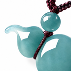 Teal Gourd Pendant Cord Necklace — front detail