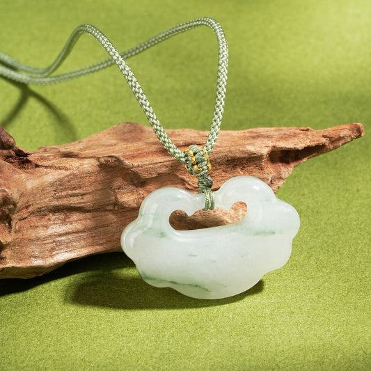 Natural Tianshan Green Jade Amulet Pendant | Ping An Kou, Wushi Pai & Cloud Lock
