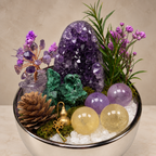 Violet Blessings Crystal Garden — centerpiece and botanical detail