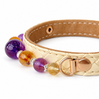 Violet Dawn Beaded Pet Collar - bead and strap detail