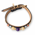Violet Honey Beaded Pet Collar - overhead view