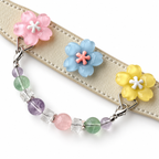 Violet Pastel Bloom Beaded Pet Collar - bead and strap detail