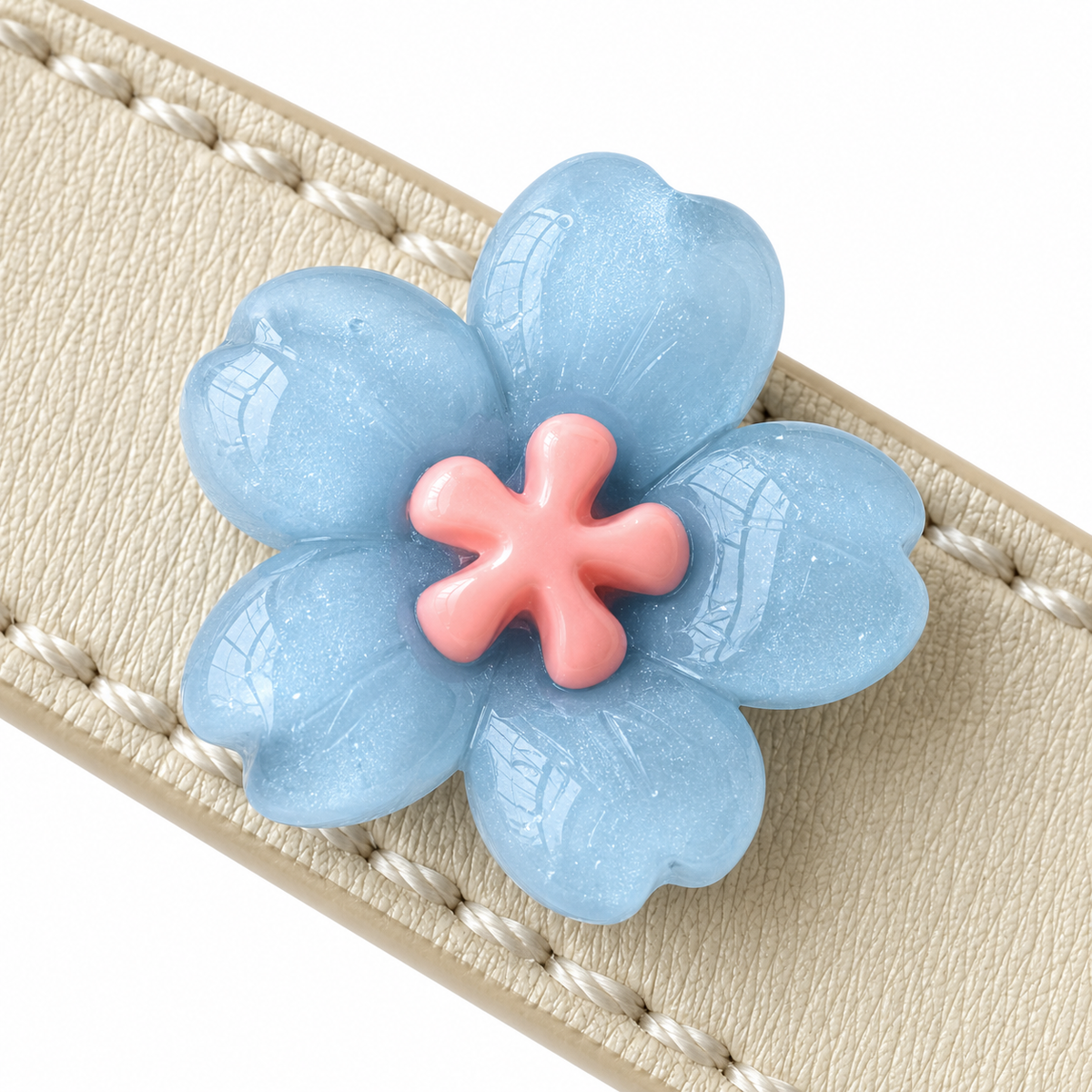 Violet Pastel Bloom Beaded Pet Collar - central decorative accent detail