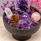 Violet Reverie Crystal Garden — foreground stones and bowl detail