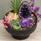 Violet Sanctuary Green Crystal Garden — foreground stones and bowl detail