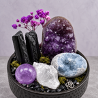 Violet Serpent Crystal Garden — centerpiece and botanical detail