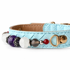 Violet Sky Beaded Pet Collar - bead and strap detail