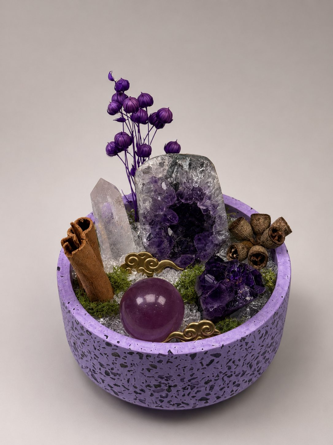 Violet Stillness Crystal Garden — original arrangement view