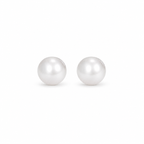 White Pearl Stud Earrings - alternate view