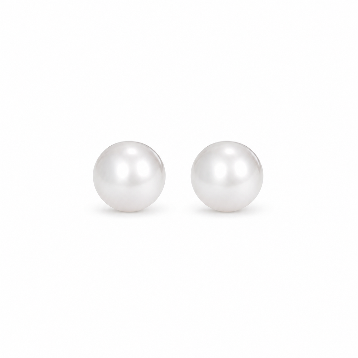 White Pearl Stud Earrings - alternate view