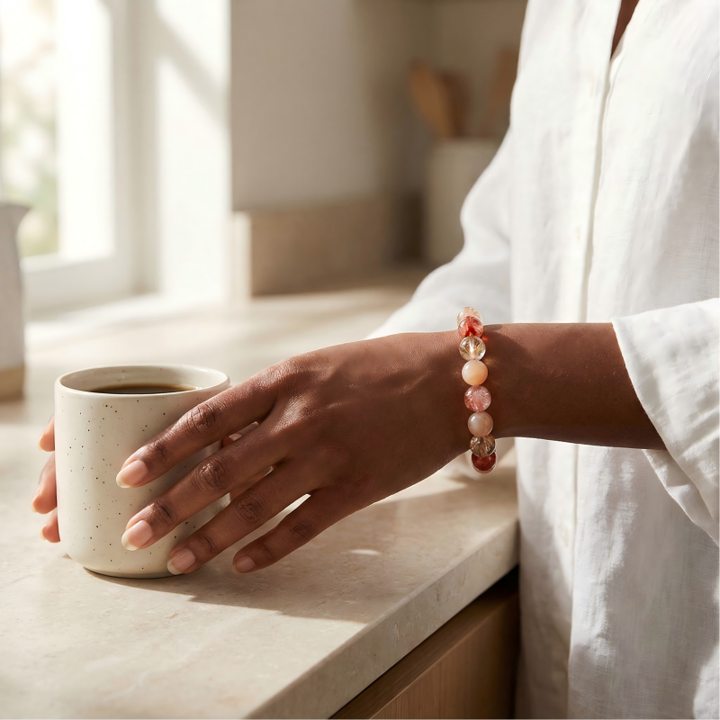 Natural Firework Quartz Mixed Gemstone Bracelet | Healing Crystal Beaded Jewelry