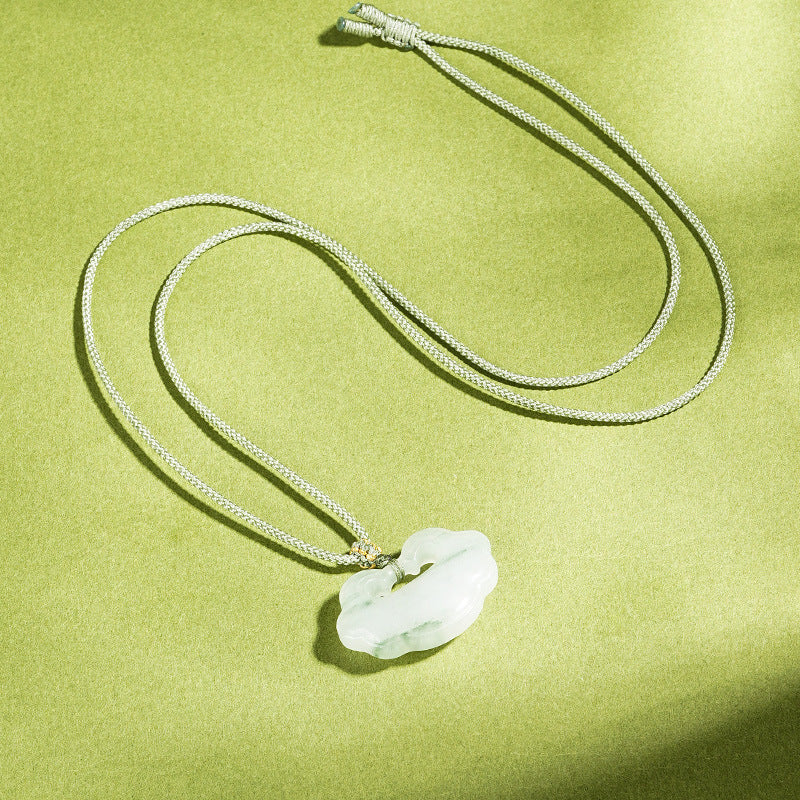 Natural Tianshan Green Jade Amulet Pendant | Ping An Kou, Wushi Pai & Cloud Lock