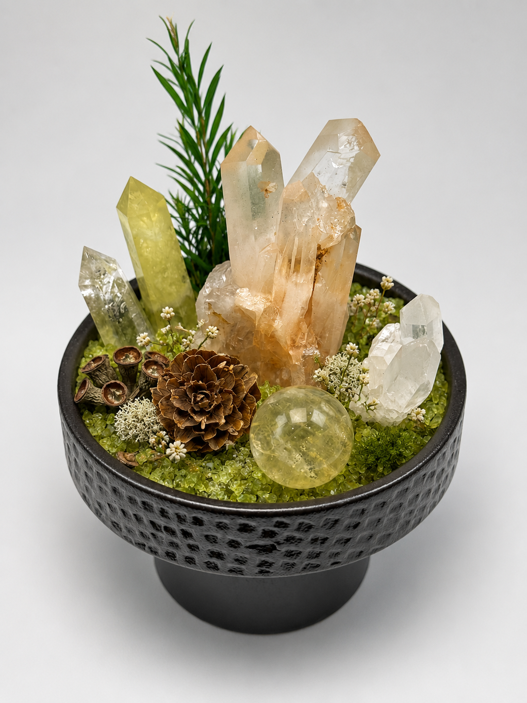 Woodland Abundance Crystal Garden — original arrangement view