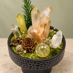 Woodland Abundance Crystal Garden — centerpiece and botanical detail